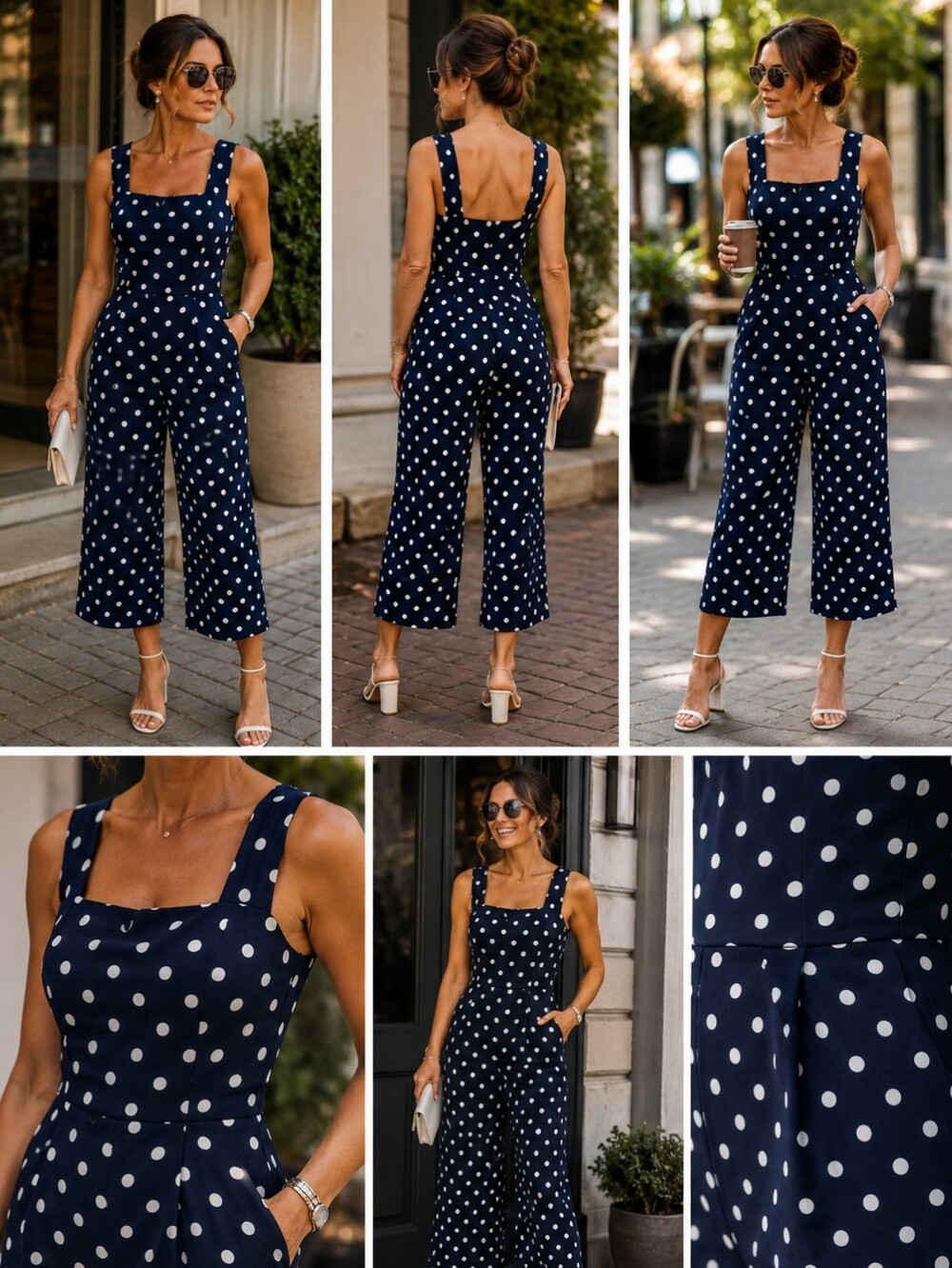 Connected Apparel Navy Polka Dot Jumpsuit ♠️💜